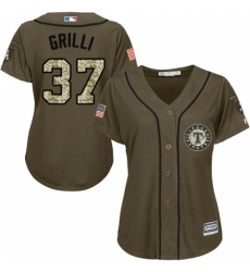 Women's Majestic Texas Rangers #37 Jason Grilli Replica Green Salute to Service MLB Jersey