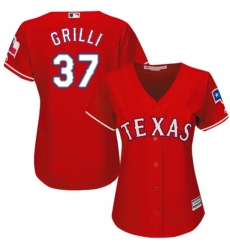 Women's Majestic Texas Rangers #37 Jason Grilli Replica Red Alternate Cool Base MLB Jersey