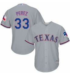 Men's Majestic Texas Rangers #33 Martin Perez Replica Grey Road Cool Base MLB Jersey