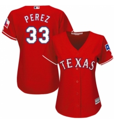 Women's Majestic Texas Rangers #33 Martin Perez Authentic Red Alternate Cool Base MLB Jersey