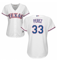 Women's Majestic Texas Rangers #33 Martin Perez Authentic White Home Cool Base MLB Jersey