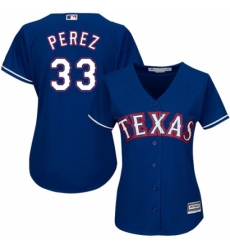 Women's Majestic Texas Rangers #33 Martin Perez Replica Royal Blue Alternate 2 Cool Base MLB Jersey