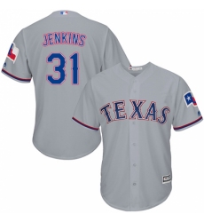 Men's Majestic Texas Rangers #31 Ferguson Jenkins Grey Flexbase Authentic Collection MLB Jersey
