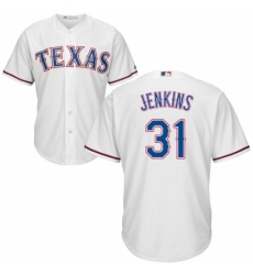 Men's Majestic Texas Rangers #31 Ferguson Jenkins Replica White Home Cool Base MLB Jersey