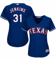 Women's Majestic Texas Rangers #31 Ferguson Jenkins Authentic Royal Blue Alternate 2 Cool Base MLB Jersey