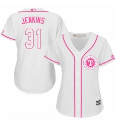 Women's Majestic Texas Rangers #31 Ferguson Jenkins Authentic White Fashion Cool Base MLB Jersey