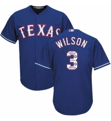Men's Majestic Texas Rangers #3 Russell Wilson Authentic Royal Blue Team Logo Fashion Cool Base MLB Jersey Men's Majestic Texas Rangers #3 Russell Wilson Authentic Royal Blue Team Logo Fashion Cool Base MLB Jersey