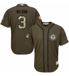 Men's Majestic Texas Rangers #3 Russell Wilson Replica Green Salute to Service MLB Jersey Men's Majestic Texas Rangers #3 Russell Wilson Replica Green Salute to Service MLB Jersey