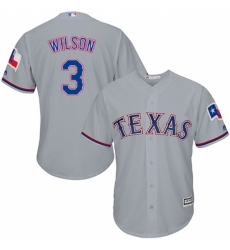 Men's Majestic Texas Rangers #3 Russell Wilson Replica Grey Road Cool Base MLB Jersey Men's Majestic Texas Rangers #3 Russell Wilson Replica Grey Road Cool Base MLB Jersey