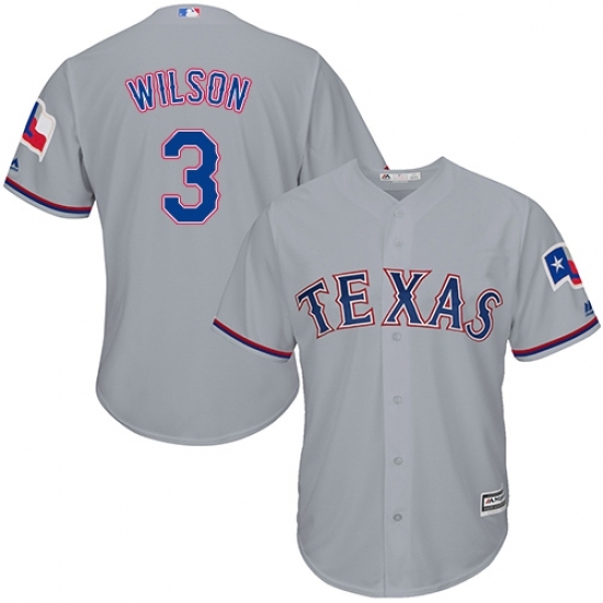 Men's Majestic Texas Rangers #3 Russell Wilson Replica Grey Road Cool Base MLB Jersey Men's Majestic Texas Rangers #3 Russell Wilson Replica Grey Road Cool Base MLB Jersey