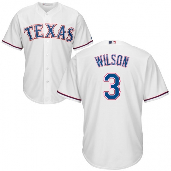 Men's Majestic Texas Rangers #3 Russell Wilson Replica White Home Cool Base MLB Jersey Men's Majestic Texas Rangers #3 Russell Wilson Replica White Home Cool Base MLB Jersey