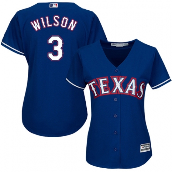 Women's Majestic Texas Rangers #3 Russell Wilson Authentic Royal Blue Alternate 2 Cool Base MLB Jersey Women's Majestic Texas Rangers #3 Russell Wilson Authentic Royal Blue Alternate 2 Cool Base MLB Jersey
