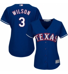 Women's Majestic Texas Rangers #3 Russell Wilson Replica Royal Blue Alternate 2 Cool Base MLB Jersey Women's Majestic Texas Rangers #3 Russell Wilson Replica Royal Blue Alternate 2 Cool Base MLB Jersey
