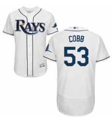 Men's Majestic Tampa Bay Rays #53 Alex Cobb Home White Flexbase Authentic Collection MLB Jersey