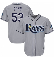 Men's Majestic Tampa Bay Rays #53 Alex Cobb Replica Grey Road Cool Base MLB Jersey
