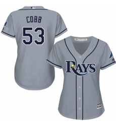 Women's Majestic Tampa Bay Rays #53 Alex Cobb Replica Grey Road Cool Base MLB Jersey