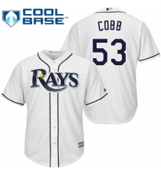 Youth Majestic Tampa Bay Rays #53 Alex Cobb Authentic White Home Cool Base MLB Jersey