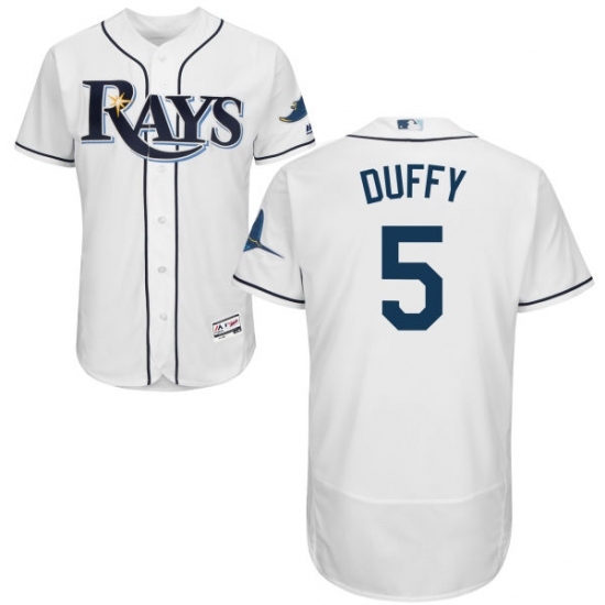 Men's Majestic Tampa Bay Rays #5 Matt Duffy White Flexbase Authentic Collection MLB Jersey Men's Majestic Tampa Bay Rays #5 Matt Duffy White Flexbase Authentic Collection MLB Jersey