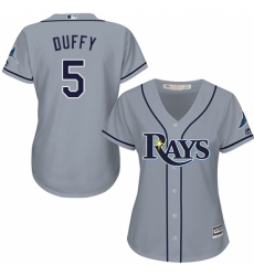 Women's Majestic Tampa Bay Rays #5 Matt Duffy Replica Grey Road Cool Base MLB Jersey Women's Majestic Tampa Bay Rays #5 Matt Duffy Replica Grey Road Cool Base MLB Jersey
