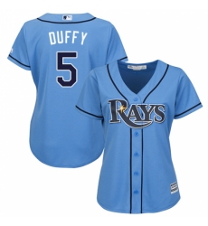 Women's Majestic Tampa Bay Rays #5 Matt Duffy Replica Light Blue Alternate 2 Cool Base MLB Jersey Women's Majestic Tampa Bay Rays #5 Matt Duffy Replica Light Blue Alternate 2 Cool Base MLB Jersey