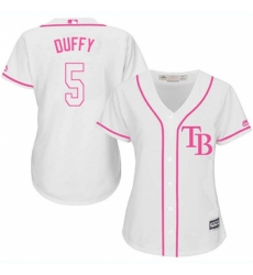 Women's Majestic Tampa Bay Rays #5 Matt Duffy Replica White Fashion Cool Base MLB Jersey Women's Majestic Tampa Bay Rays #5 Matt Duffy Replica White Fashion Cool Base MLB Jersey
