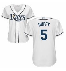 Women's Majestic Tampa Bay Rays #5 Matt Duffy Replica White Home Cool Base MLB Jersey Women's Majestic Tampa Bay Rays #5 Matt Duffy Replica White Home Cool Base MLB Jersey
