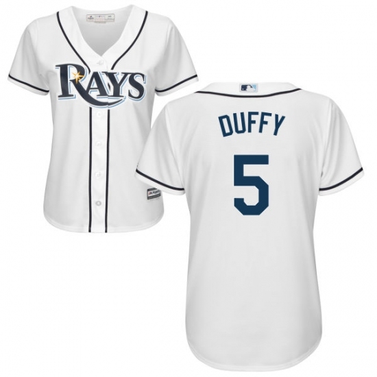 Women's Majestic Tampa Bay Rays #5 Matt Duffy Replica White Home Cool Base MLB Jersey Women's Majestic Tampa Bay Rays #5 Matt Duffy Replica White Home Cool Base MLB Jersey
