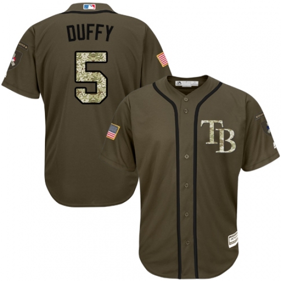 Youth Majestic Tampa Bay Rays #5 Matt Duffy Replica Green Salute to Service MLB Jersey Youth Majestic Tampa Bay Rays #5 Matt Duffy Replica Green Salute to Service MLB Jersey