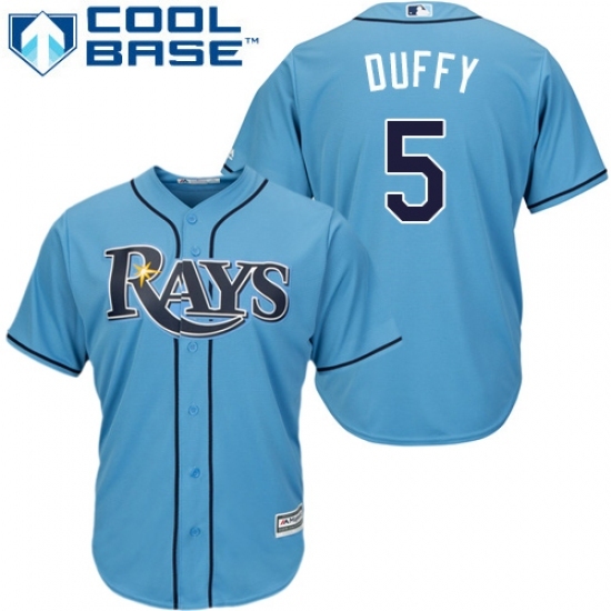 Youth Majestic Tampa Bay Rays #5 Matt Duffy Replica Light Blue Alternate 2 Cool Base MLB Jersey Youth Majestic Tampa Bay Rays #5 Matt Duffy Replica Light Blue Alternate 2 Cool Base MLB Jersey