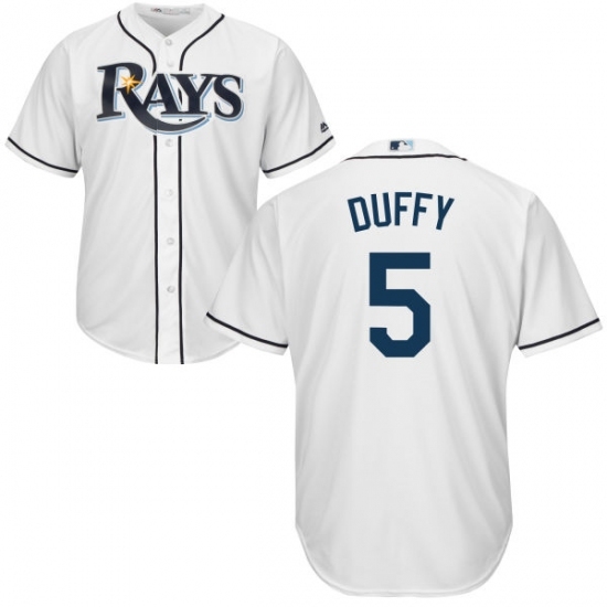 Youth Majestic Tampa Bay Rays #5 Matt Duffy Replica White Home Cool Base MLB Jersey Youth Majestic Tampa Bay Rays #5 Matt Duffy Replica White Home Cool Base MLB Jersey