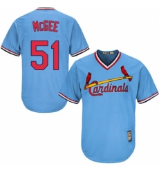 Men's Majestic St. Louis Cardinals #51 Willie McGee Authentic Light Blue Cooperstown MLB Jersey