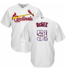 Men's Majestic St. Louis Cardinals #51 Willie McGee Authentic White Team Logo Fashion Cool Base MLB Jersey