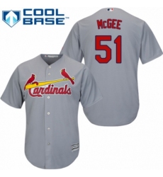 Men's Majestic St. Louis Cardinals #51 Willie McGee Replica Grey Road Cool Base MLB Jersey
