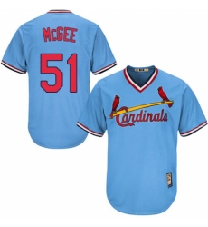 Men's Majestic St. Louis Cardinals #51 Willie McGee Replica Light Blue Cooperstown MLB Jersey