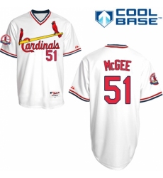 Men's Majestic St. Louis Cardinals #51 Willie McGee Replica White 1982 Turn Back The Clock MLB Jersey