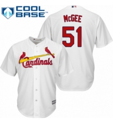 Men's Majestic St. Louis Cardinals #51 Willie McGee Replica White Home Cool Base MLB Jersey