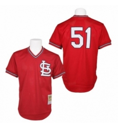 Men's Mitchell and Ness 1985 St. Louis Cardinals #51 Willie McGee Replica Red Throwback MLB Jersey