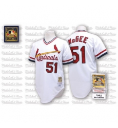 Men's Mitchell and Ness St. Louis Cardinals #51 Willie McGee Replica White Throwback MLB Jersey