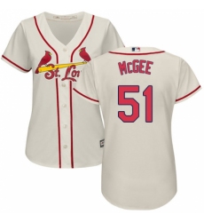 Women's Majestic St. Louis Cardinals #51 Willie McGee Authentic Cream Alternate Cool Base MLB Jersey