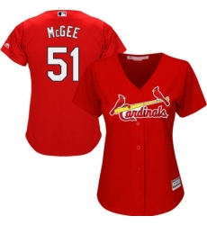 Women's Majestic St. Louis Cardinals #51 Willie McGee Authentic Red Alternate Cool Base MLB Jersey
