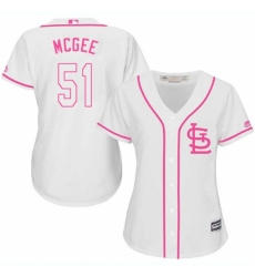 Women's Majestic St. Louis Cardinals #51 Willie McGee Authentic White Fashion Cool Base MLB Jersey