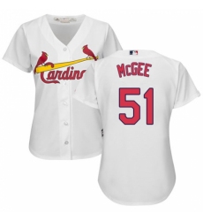 Women's Majestic St. Louis Cardinals #51 Willie McGee Authentic White Home Cool Base MLB Jersey