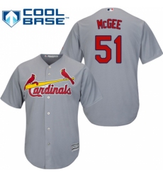 Youth Majestic St. Louis Cardinals #51 Willie McGee Authentic Grey Road Cool Base MLB Jersey