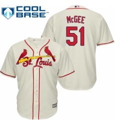 Youth Majestic St. Louis Cardinals #51 Willie McGee Replica Cream Alternate Cool Base MLB Jersey