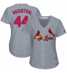 Women's Majestic St. Louis Cardinals #44 Trevor Rosenthal Authentic Grey Road Cool Base MLB Jersey