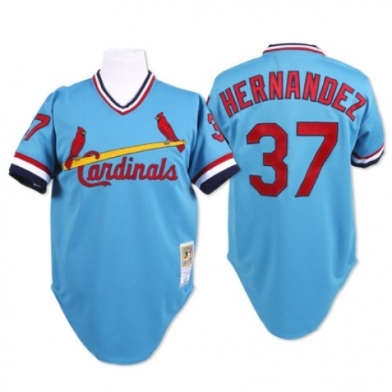 Men's Mitchell and Ness St. Louis Cardinals #37 Keith Hernandez Replica Blue Throwback MLB Jersey Men's Mitchell and Ness St. Louis Cardinals #37 Keith Hernandez Replica Blue Throwback MLB Jersey