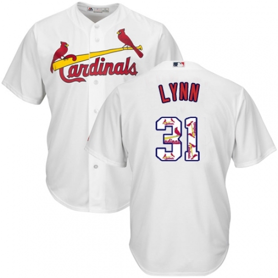 Men's Majestic St. Louis Cardinals #31 Lance Lynn Authentic White Team Logo Fashion Cool Base MLB Jersey Men's Majestic St. Louis Cardinals #31 Lance Lynn Authentic White Team Logo Fashion Cool Base MLB Jersey
