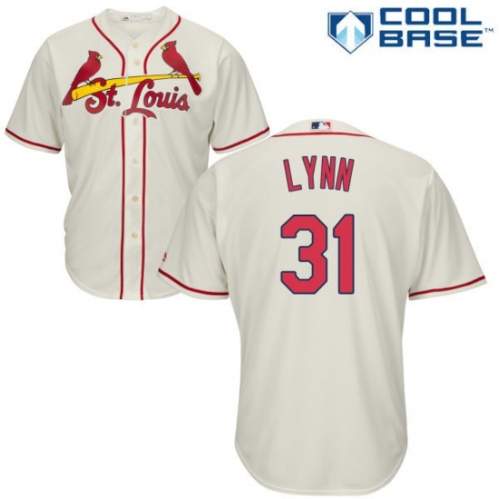 Men's Majestic St. Louis Cardinals #31 Lance Lynn Replica Cream Alternate Cool Base MLB Jersey Men's Majestic St. Louis Cardinals #31 Lance Lynn Replica Cream Alternate Cool Base MLB Jersey