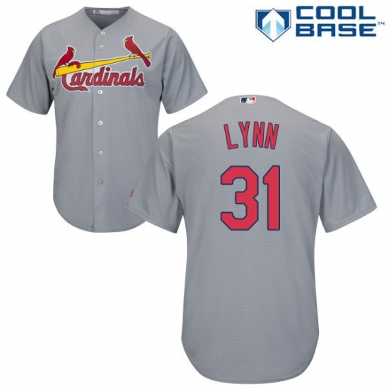 Men's Majestic St. Louis Cardinals #31 Lance Lynn Replica Grey Road Cool Base MLB Jersey Men's Majestic St. Louis Cardinals #31 Lance Lynn Replica Grey Road Cool Base MLB Jersey