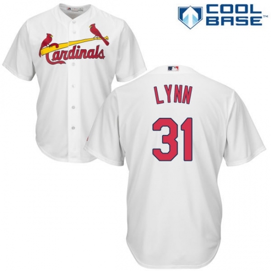 Men's Majestic St. Louis Cardinals #31 Lance Lynn Replica White Home Cool Base MLB Jersey Men's Majestic St. Louis Cardinals #31 Lance Lynn Replica White Home Cool Base MLB Jersey